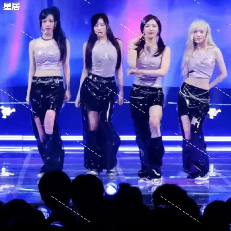 ผู้หญิงกลุ่มเต้นรําแจ๊สเสื้อผ้าKpopชุดเซ็กซี่Hollow Out Hip Hop Danceกางเกงไนท์คลับเต้นรําเครื่องแต่งกายสวมใส่