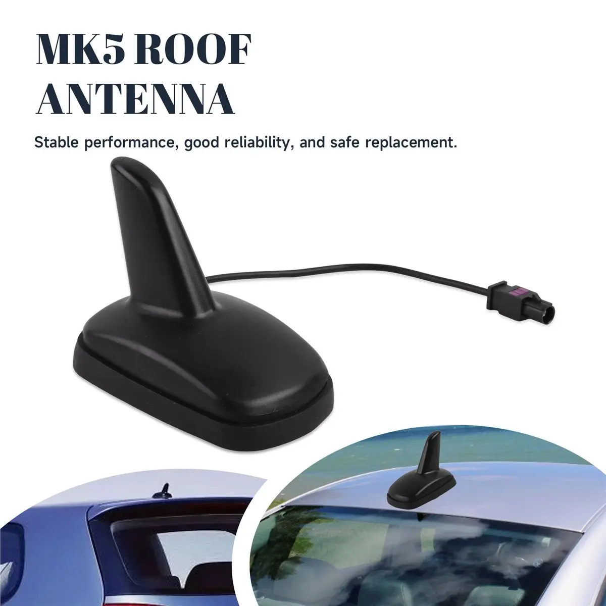 #72B Shark Fin Car Roof AM/FM Radio Aerial Antenna Fit for VW Golf 5 6,FM Antenna,(Black)