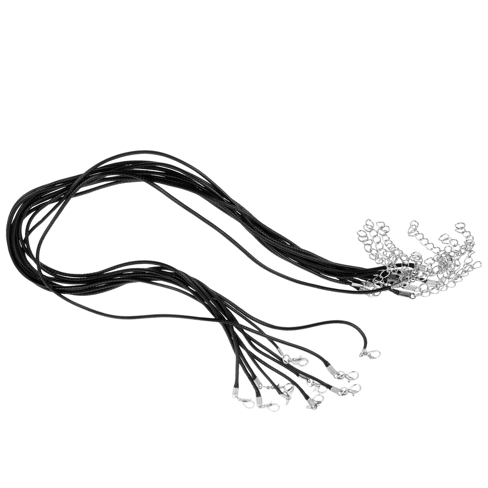 

20pcs Black Braided Imitation Cords DIY Crafts Premium Material Durable Necklace Accessories Stainless Steel Lobster