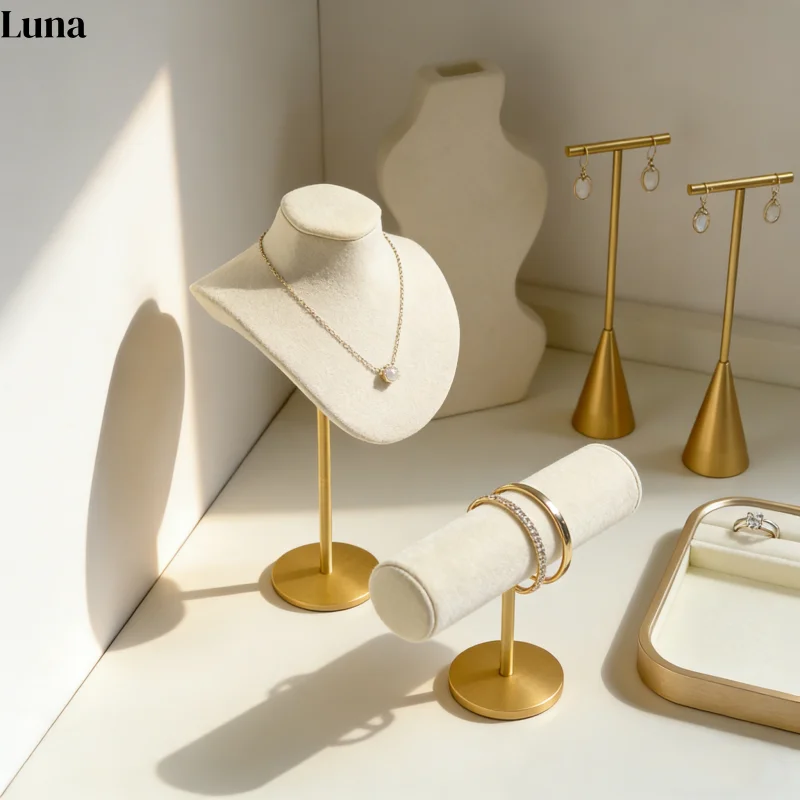 Jewelry Stand Display Necklace Holder T-Bar Plated Metal Tabletop Jewelry Organizer Tower for Show Jewelry Hanging Pendant