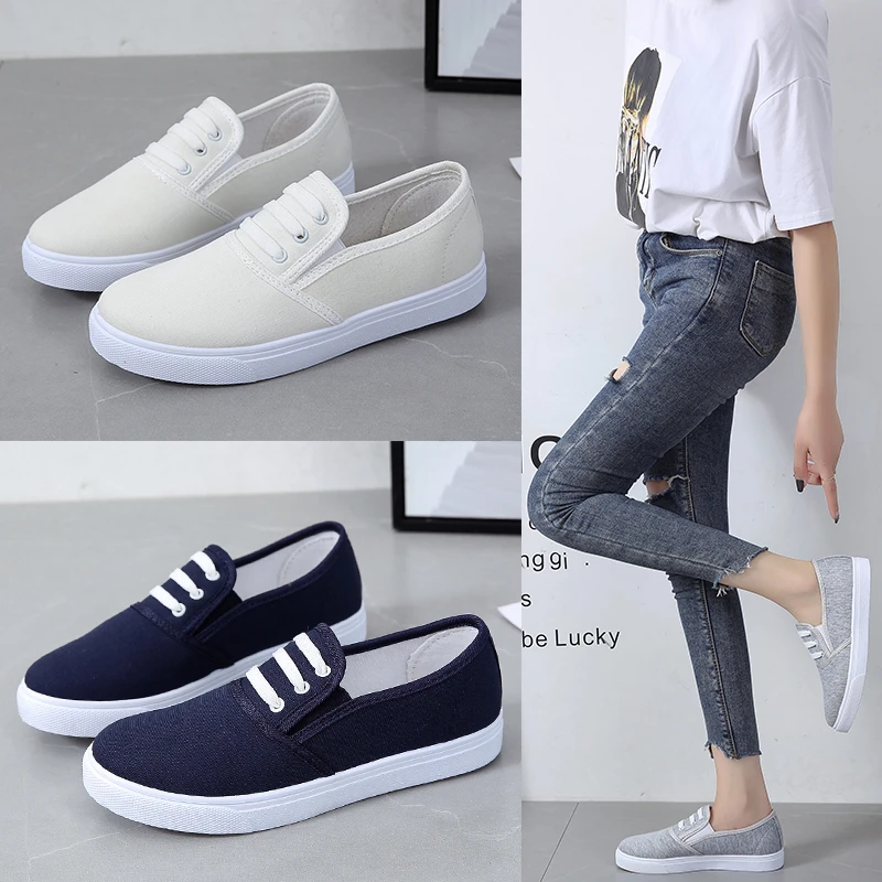 2024 New Women Canvas Sneakers Sport Casual Shoes Spring Flats Sneakers Running Shoes Ladies Shoes Loafers Round Toe Tennis