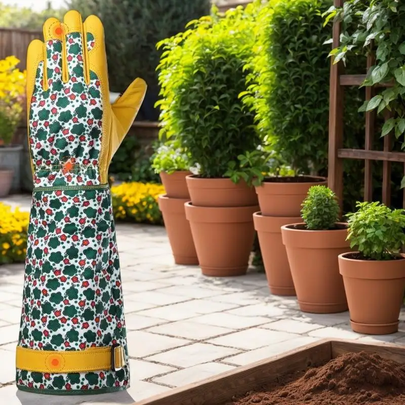 

Robust Protection with Anti-Stab Cowhide Gloves; Ideal for Gardening, Pruning Roses, Picking Peppers, and Peeling Chestnuts