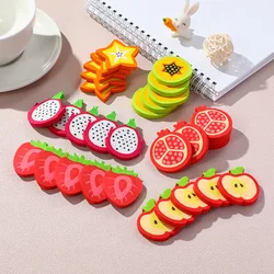 6Pcs/Lot Cute Furit Eraser Stationery Kawaii Cartoon Apple Strawberry Pencil Rubber Kids Fruit Recognition School Supplies Gifts