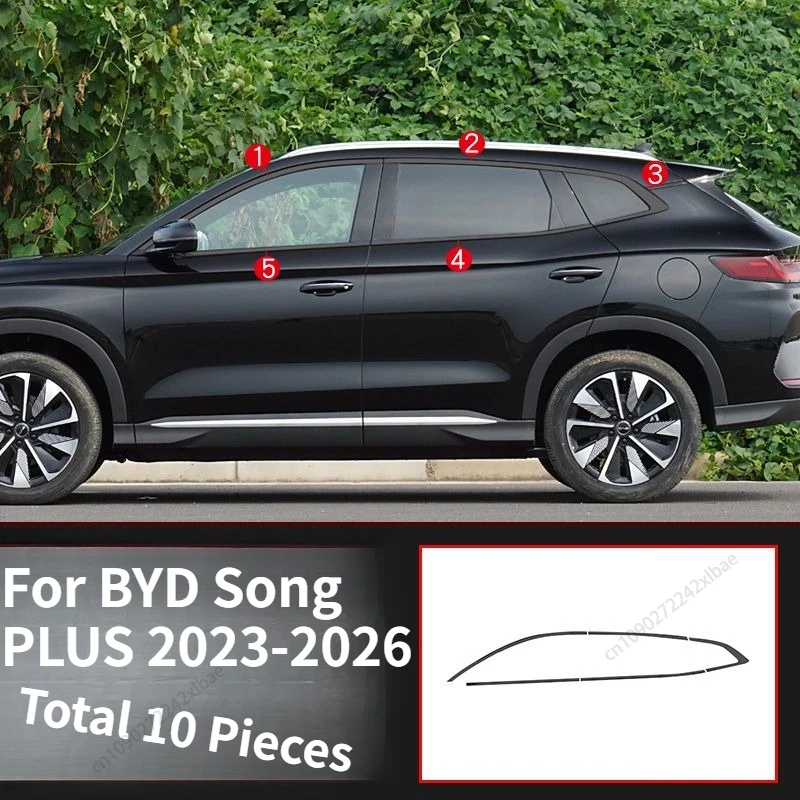 

Suitable for BYD Song PLUS 2023-2026, Stainless Steel Window Molding Trim, Glossy Black Door Window Side Black Modified Parts