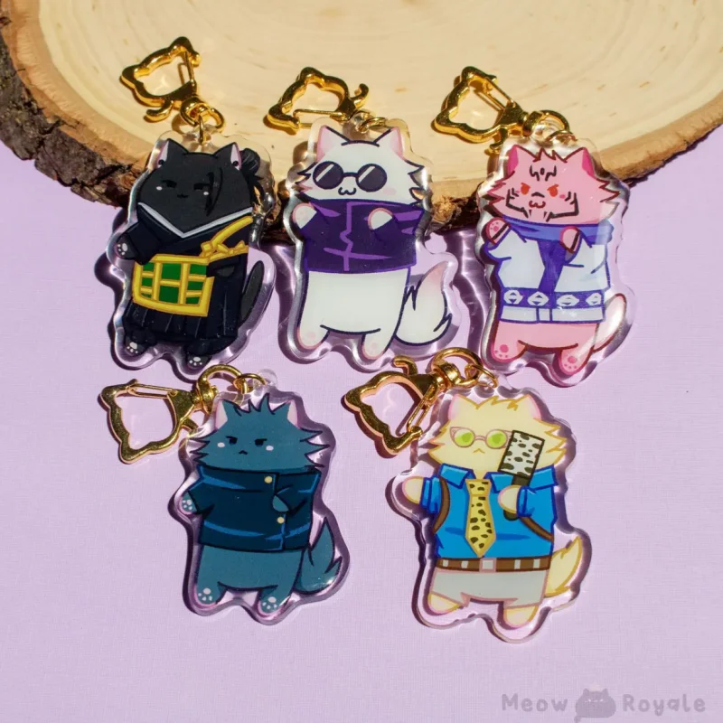 Sorcerer Curse Cat Keychain Acrylic Charm for Bags Pendants Sorcerer Curse Cat Charms for Bracelets And Necklaces