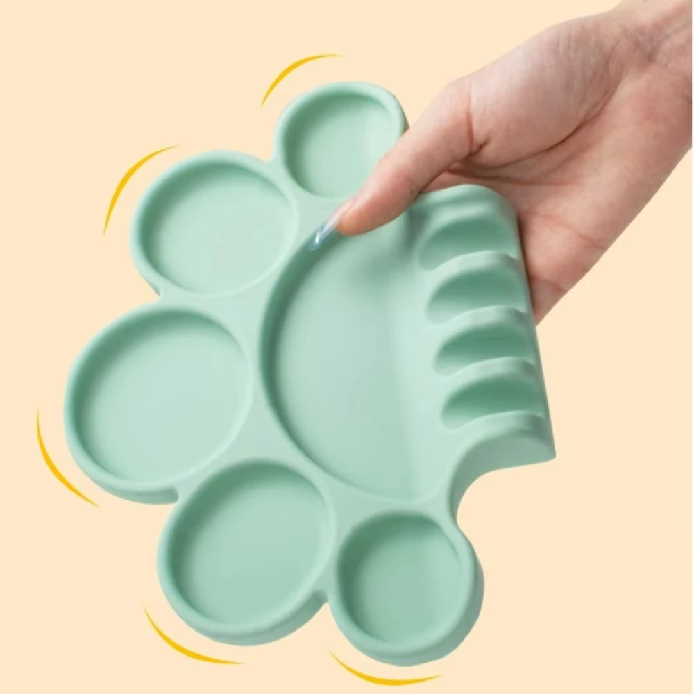 Silicone Painting Palette with Pen Holder Easy to Wash Paint Tray Pallet Soft Paint Palette for Artists Acrylic Watercolor Oil