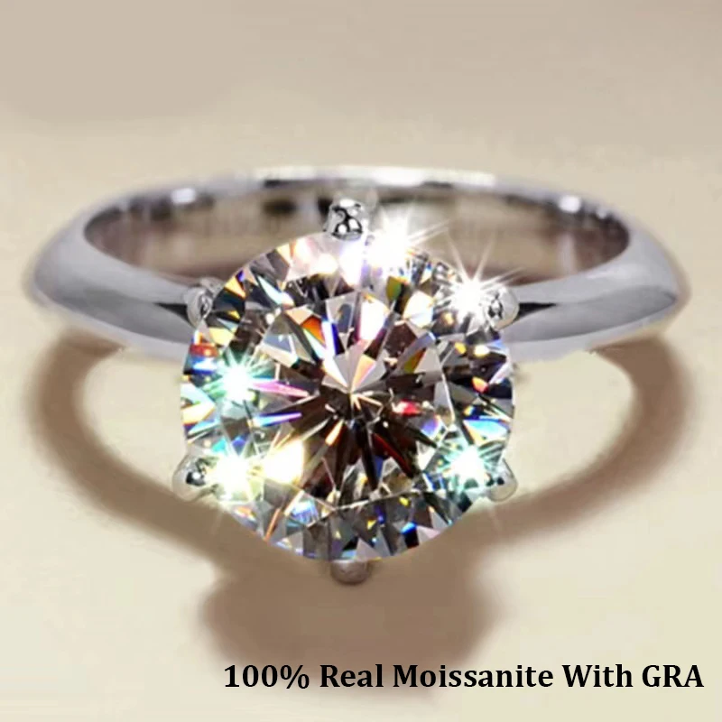 GRA Certified 1-5ct Moissanite Ring D Color Lab Diamond Real S925 Sterling Silver Six Prong Wedding Ring Fine Jewelry for Women