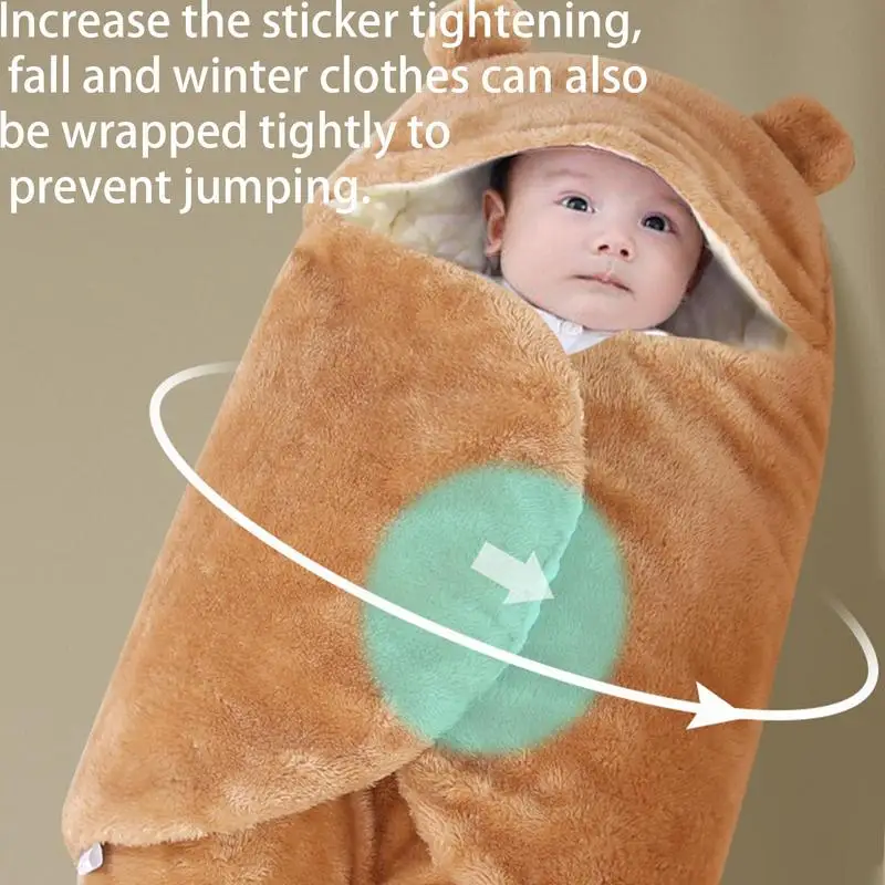 Anti-kick Wearable Swaddle Blanket Bear Shaped Baby Sleeping Bag Multi-Function Skin-Friendly Comfortable Plush Wrap Blanket