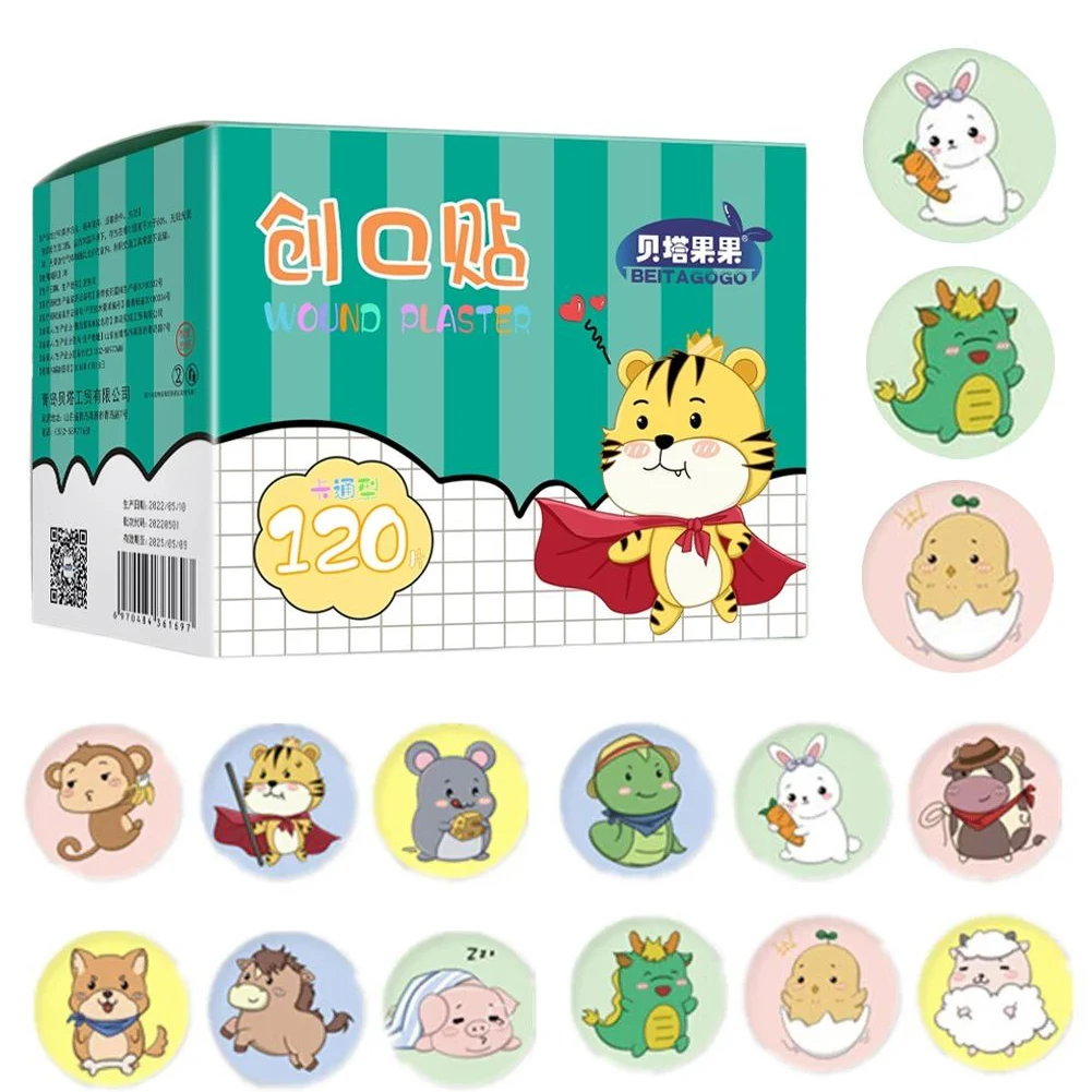120pcs/Box Cartoon Animal Pattern Band Aid Mini Kids Bandaids for Small Wounds Adhesive Bandages Patches First Emergency Kit