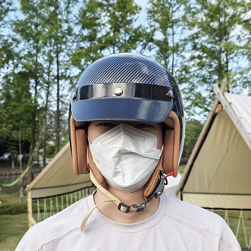 508 Vintage Style 3/4 Jet Motorcycle Helmet DOT Certified Synthetic Leather New Launch Motorcycle Headwear for Riders