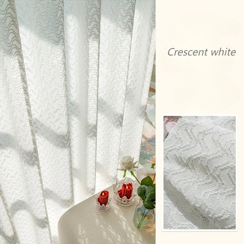 French Curtains Gauze Curtain Light Impermeable Living Room Curtains Balcony Bay Windows Light Luxury High End Cream Drapes