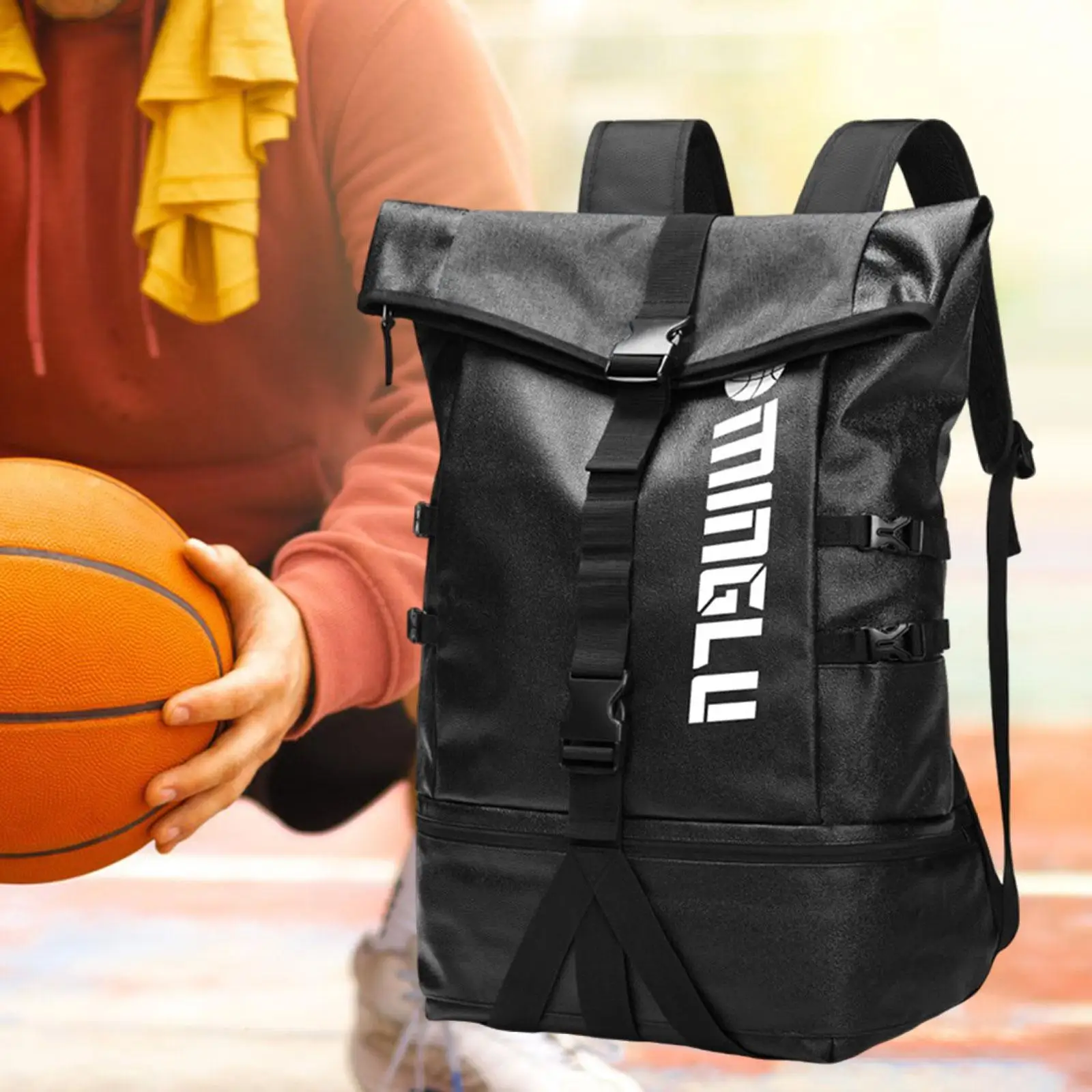 

Basketball Backpack PU Oxford Cloth with Ball Compartment Soccer Bag Backpack for Sports Rugby Ball School Football Volleyball