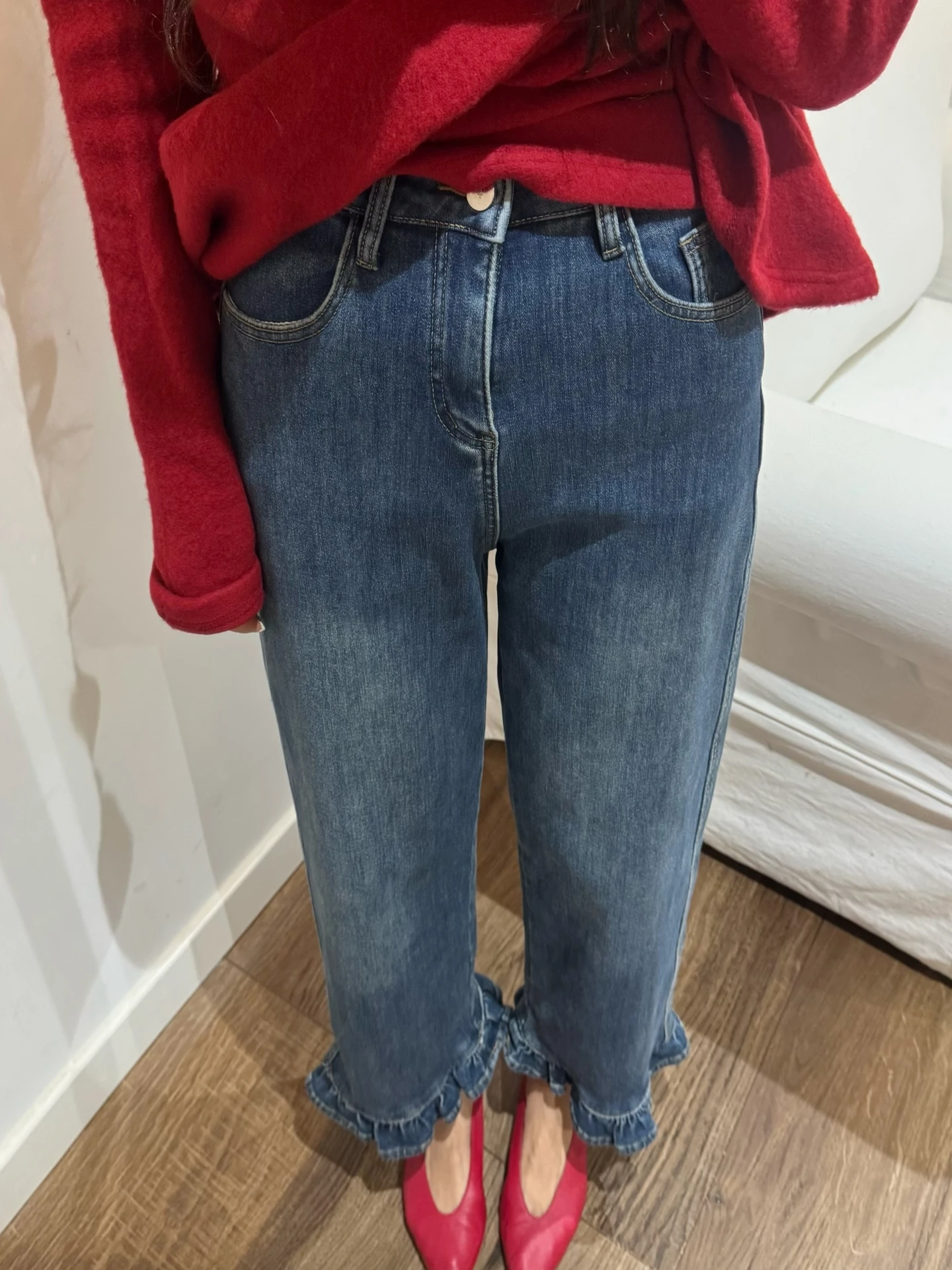 

East Gate Straight Leg Denim Jeans Women's Slimming Nine Point Elastic Blue Versatile Casual Cotton Stretch Denim Pants