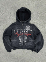 Old Style Badge Shield Hoodies Temperament College Style Graffiti Retro Trend Couple Sweatshirt English Letters Fashion Coat