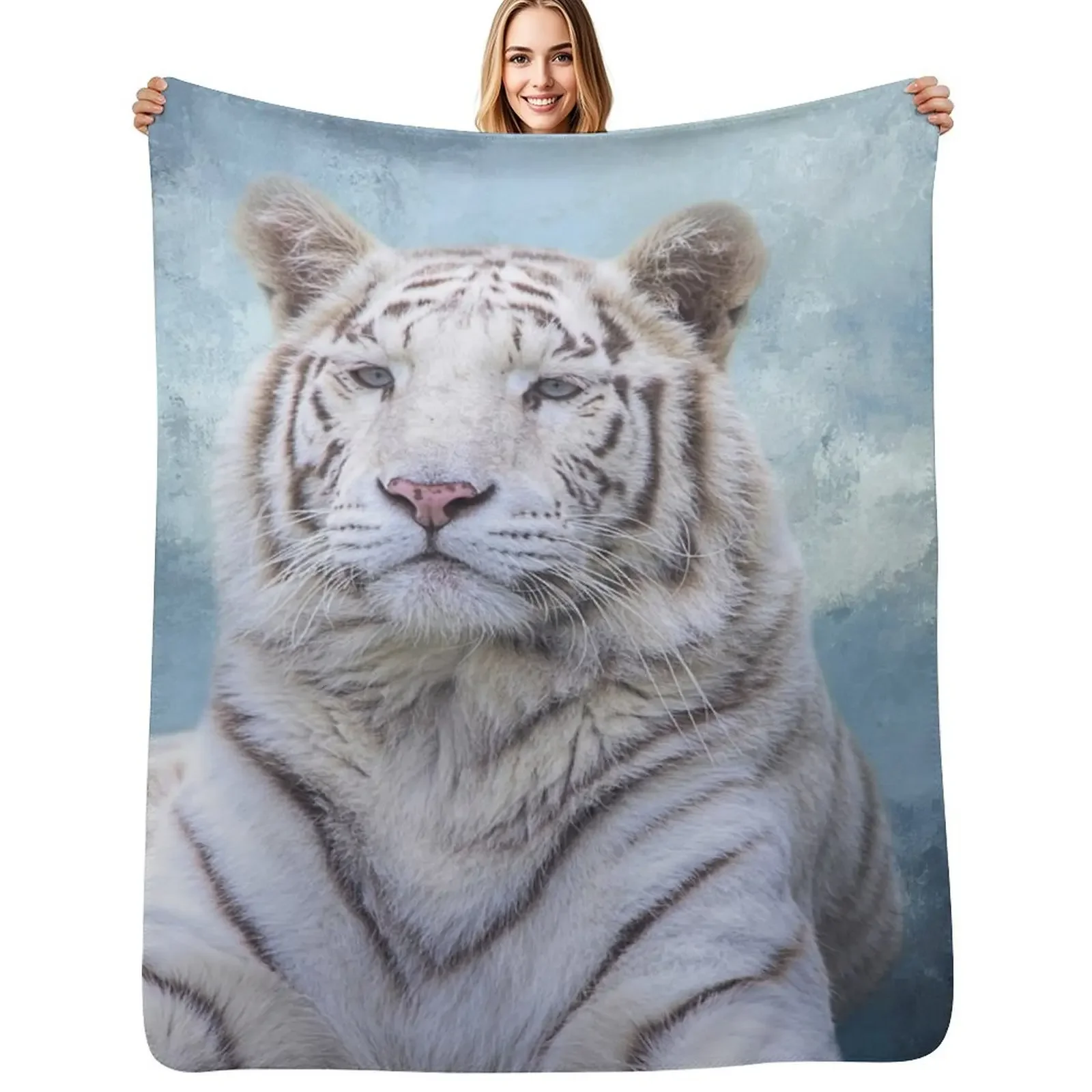 

White Bengal Tiger Throw Blanket funny gift Single Luxury Thicken Blanket