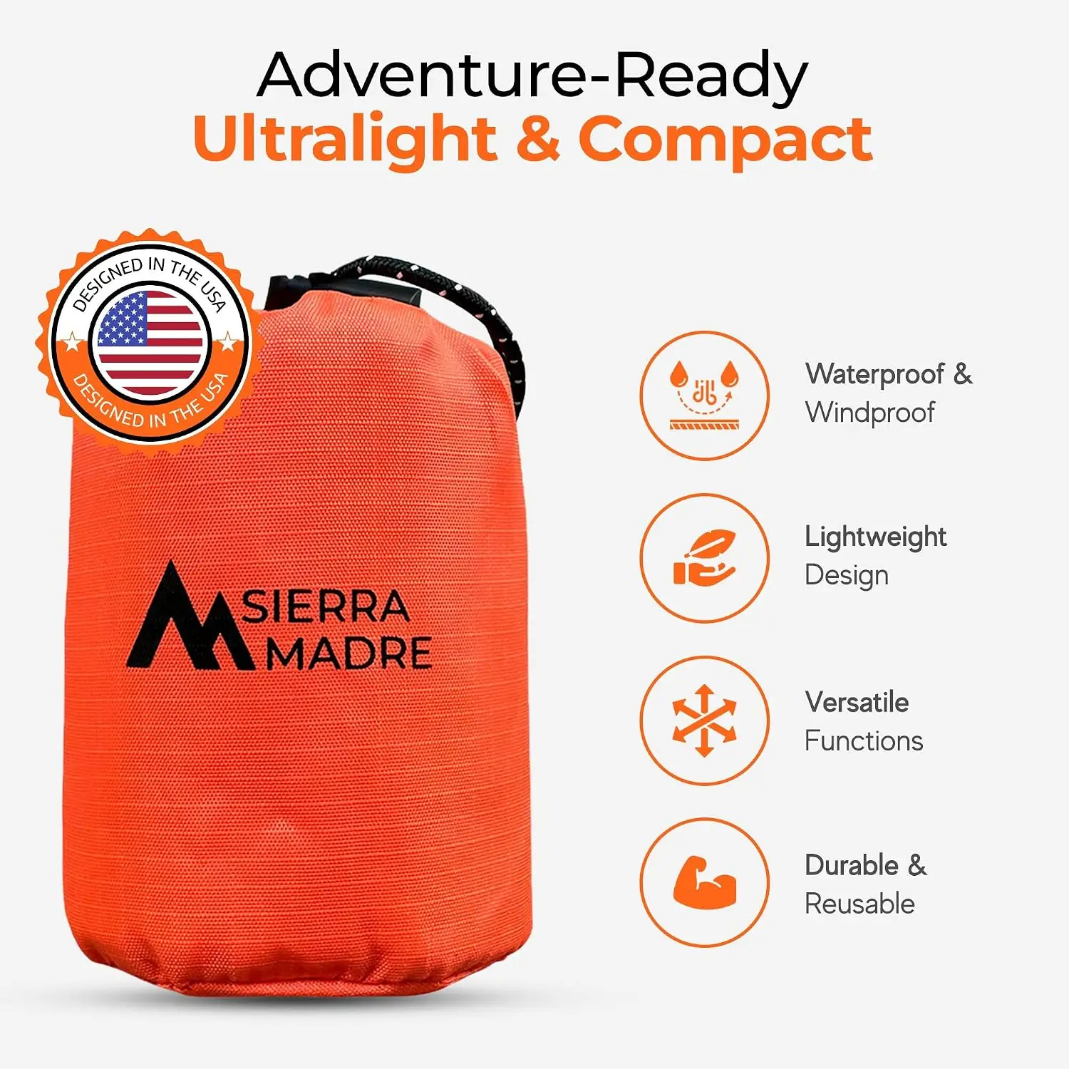 Emergency Sleeping Bag - Ultralight, Waterproof Mylar Thermal Bivy Sack Tent for Hiking, Bug-Out Bags, Survival Kits