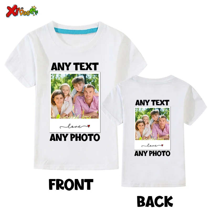 family t shirt custom photo text logo Customized Shirt kids tees Baby birthday t shirt Design T-shirts Boy Girls children white