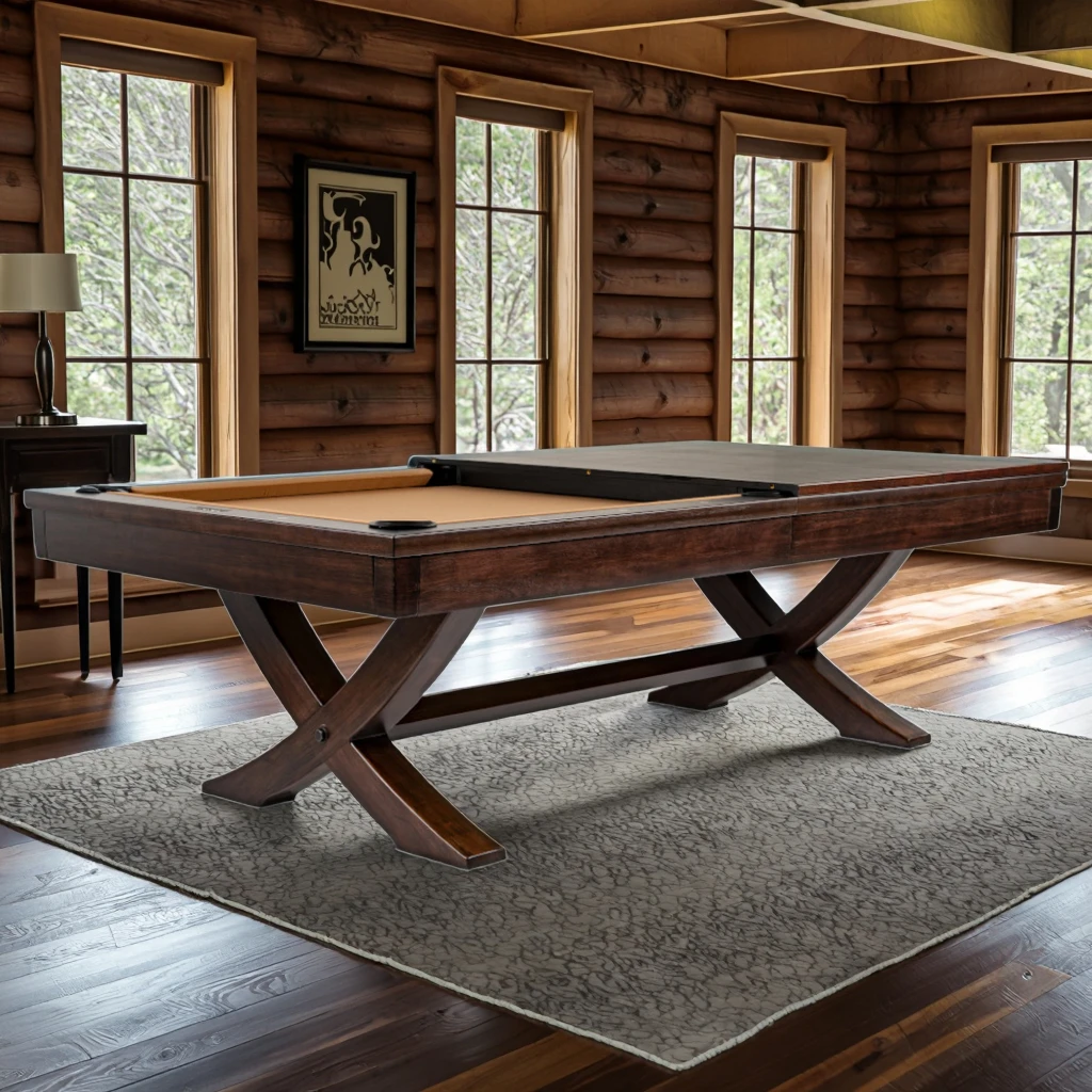 Solid Wood 9 Ball Home Multi-Use Pool Table with Dining Top Slates Pool Table 7ft 8ft 9ft for Pool Games or Dining Room