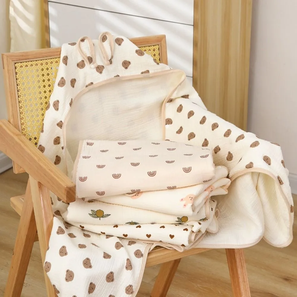 الدب المطبوعة الرضع مقنعين منشفة التفاف بطانية طبقة واحدة لينة الملمس الطفل قماط القماش عباءة تنفس المواد #3