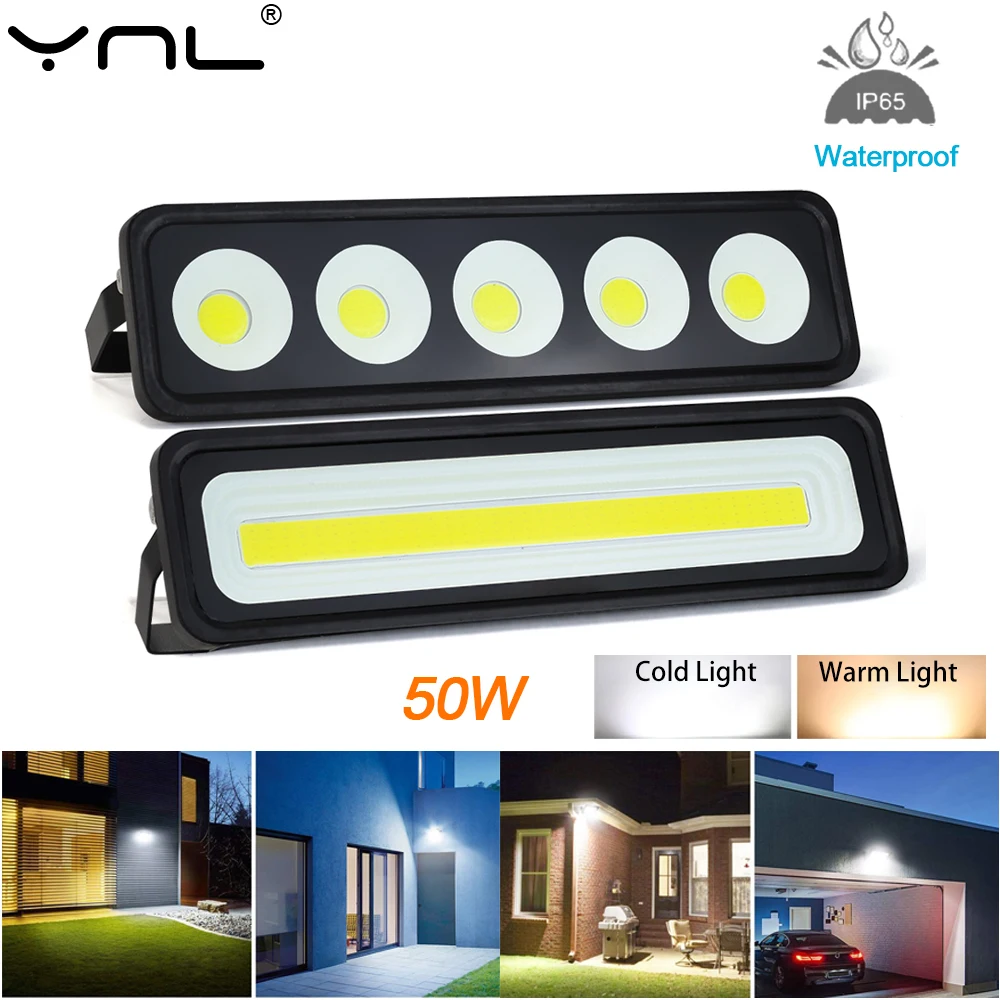 LED Flood Lights Outdoor Lighting 50W 220V IP65 Waterproof Outdoor Projector Gardern Wall Lamps COB Stree Landscape Floodlight