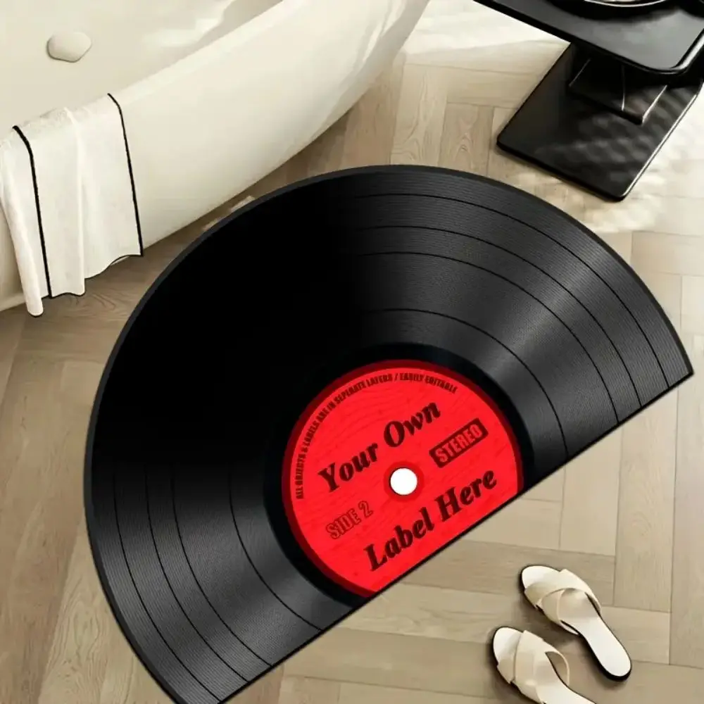 VIKAMA Vinyl Record Bath Mat Absorbs Water Prevents Slipping Creative Decor for Bathroom Entrances Retro Rock  Roll Vibe