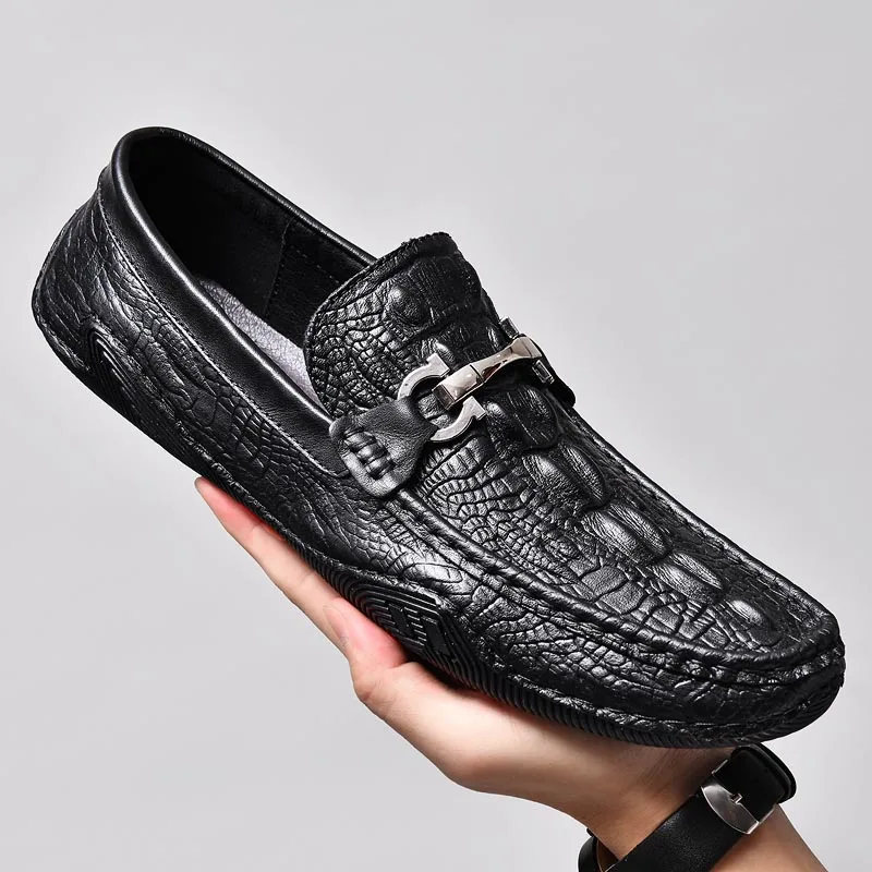 

Men Genuine Leather Casual Shoes Slip On Loafers Luxury Shoes Italian Brand Designer Men's Moccasins Mocassin Homme Mocasines