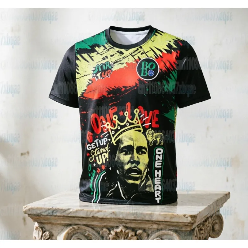Bob Marley Family 3D Printed T-shirt Red Yellow Green 45 One Love Football Shirt Summer Breathable Quick Drying Street Wear