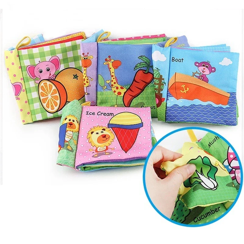 Livre de gril pour bébé, jouets de nettoyage en tissu, fruits, animaux, puzzle, apprentissage précoce, nourrisson, enfants, 0-12 mois