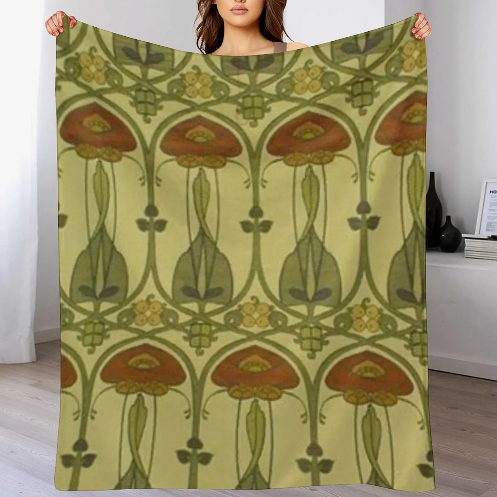 Charles rennie mackintosh art fabric Throw Blanket Soft Warm Blanket Gift for Grandparents
