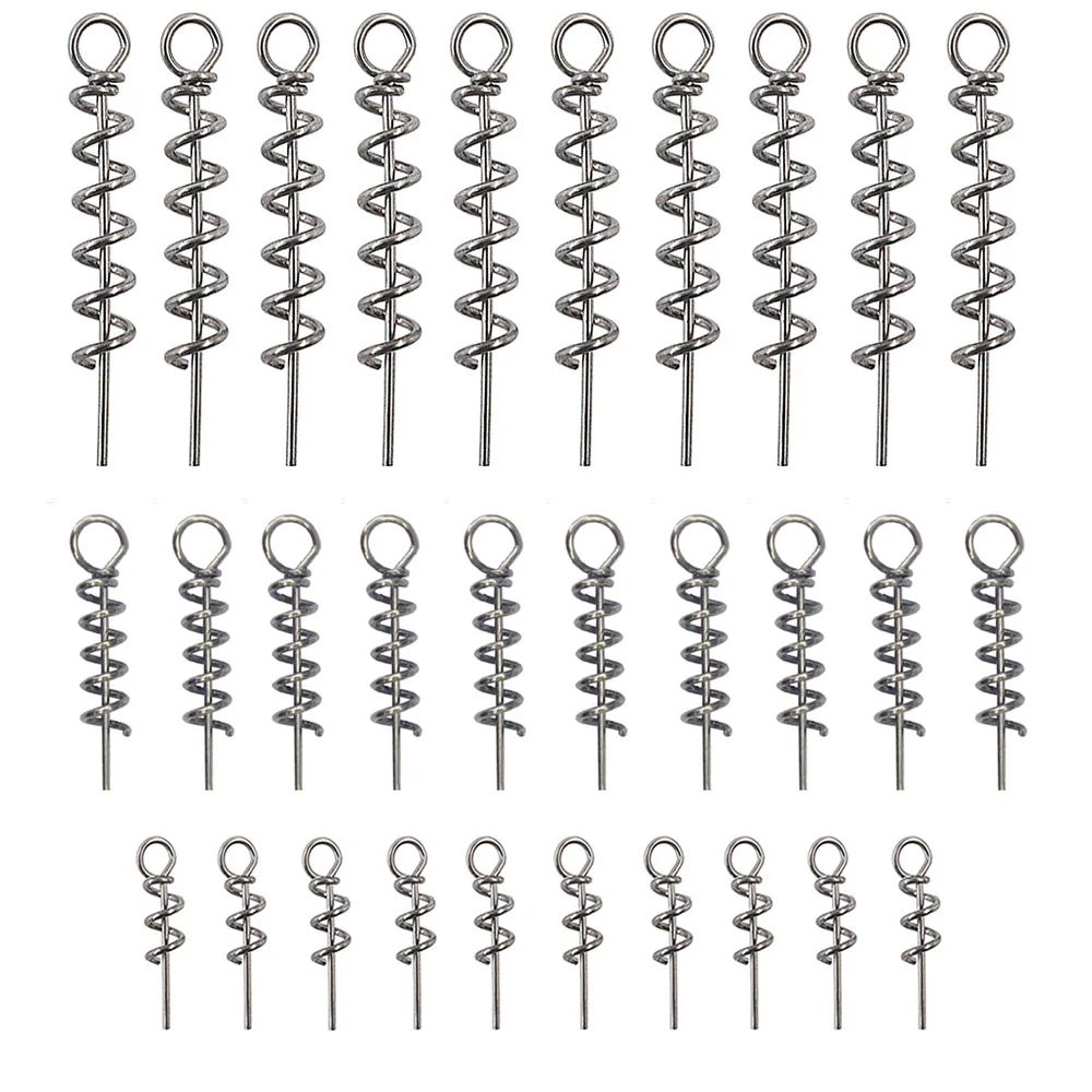 30pcs Stainless Steel Spring Lock Pin Fishing Pin Screw Crank Hook Spring Twist Lock Fishing Hook Lure Connector Accessori