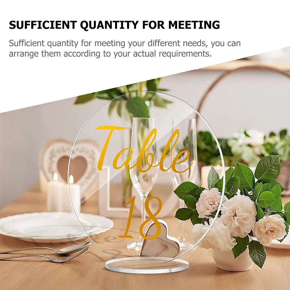 

5Pcs Acrylic Wedding Place Cards Transparent Table Signs Round Seat Number Card Reusable Table Decor Acrylic Sign
