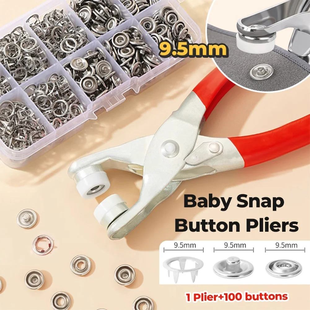 100 Set Snap Button Kit Metal Colour Plier Snap Button Claw DIY Set Hand Pressure Plier Rivet Buckle Plier Rivet Buckle Sew Tool