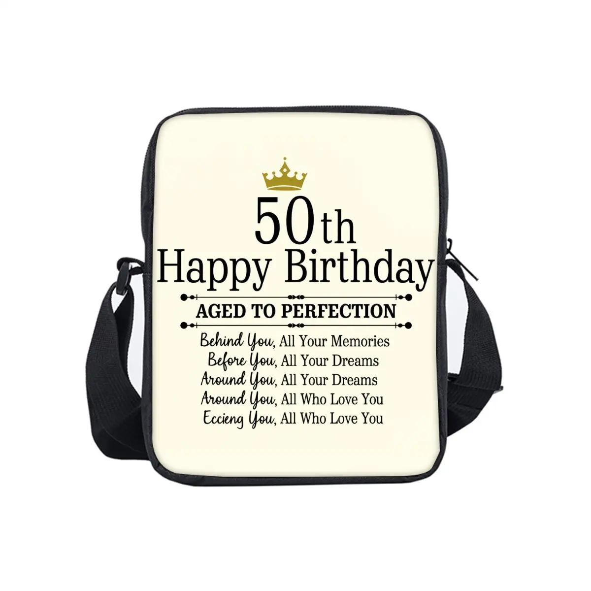 

50th Birthday Gift Print Single Sided Messenger Bag for Boy/Girls Children Best Gifts 3D Cartoon Casual Crossbody Bag