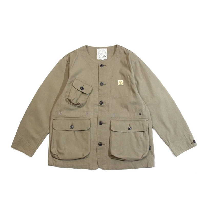 

Gohemp mighty jacket tooling function single breasted solid color washed jacket