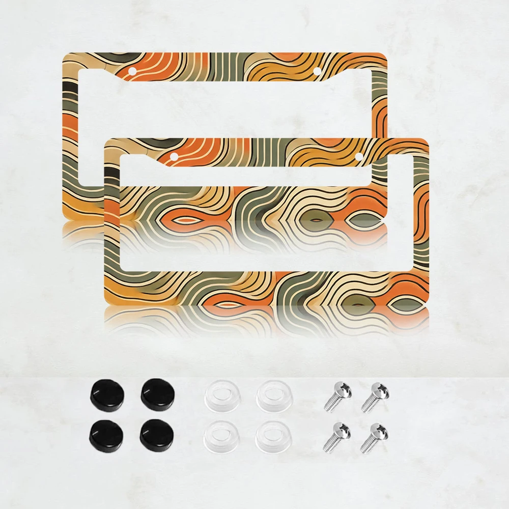 

2PC Sun Rays Bending Aluminum License Plate Frame - US Standard Size, Decorative Car License Plate Bracket, 2 Holes