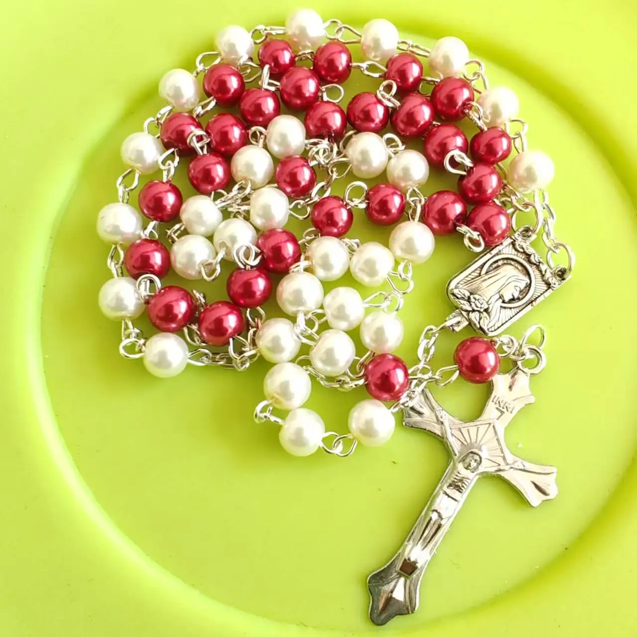 

6 мм стеклянные четки из искусственного жемчуга, жемчужные четки, католические четки с центральной частью Фатимы