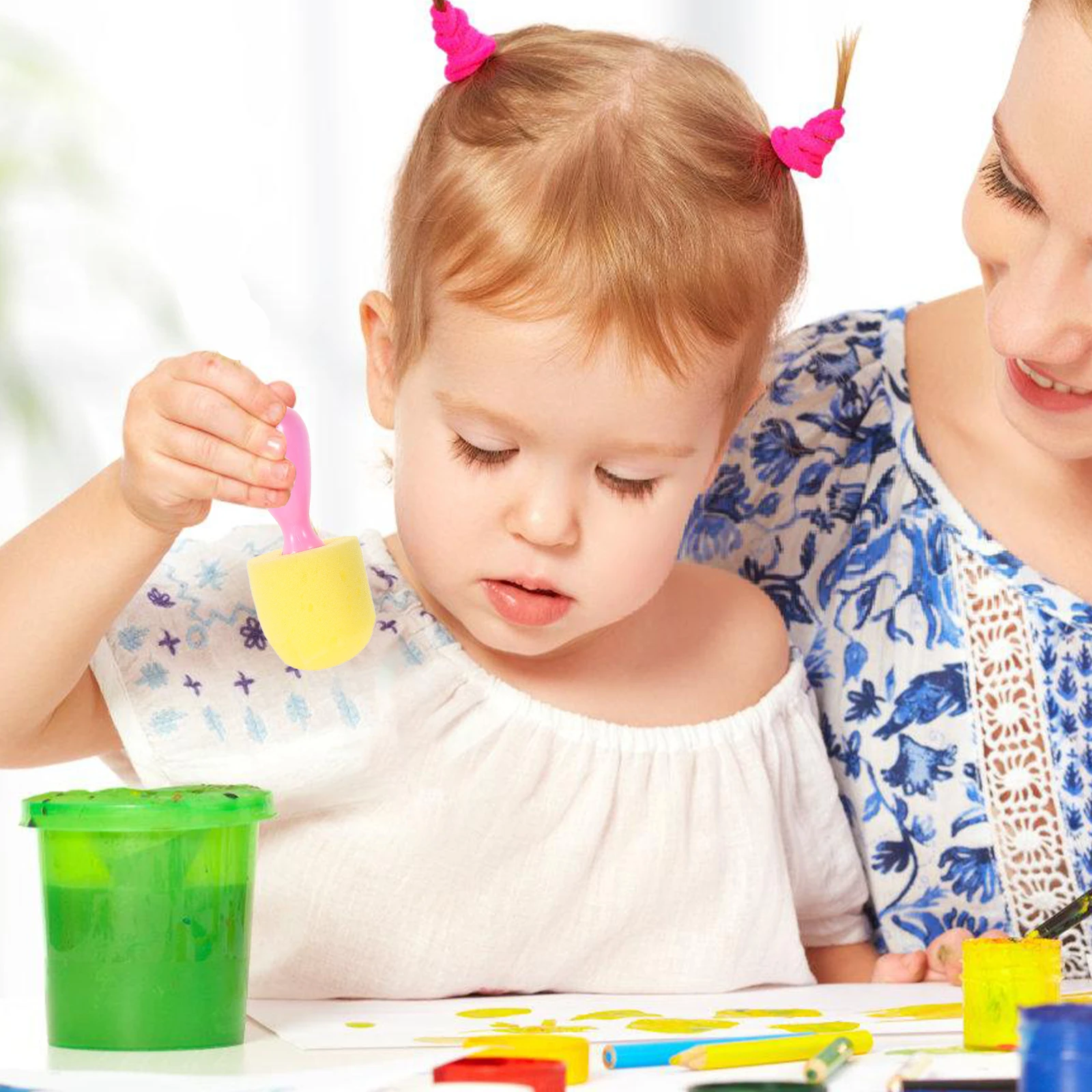 

8 Pcs Sponge Paint Brush Kids DIY Painting Tool Craft Graffiti Preschool Kindergarten Art Drawing Sponge Supplies