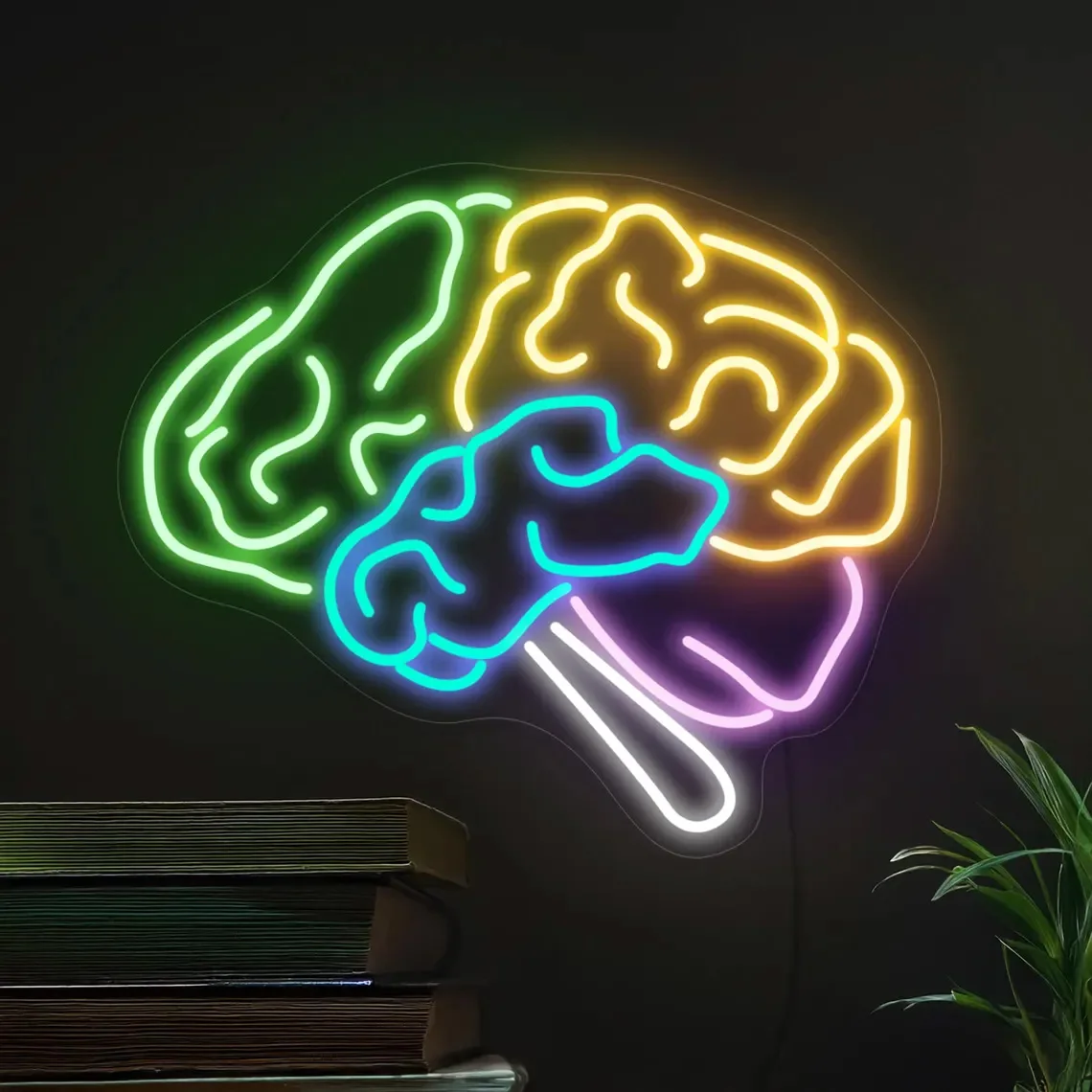 Brain Neon Sign Anatomy Brain Wall Art Decor Bedroom Home Office Handing Art Decor Science Lover Gift