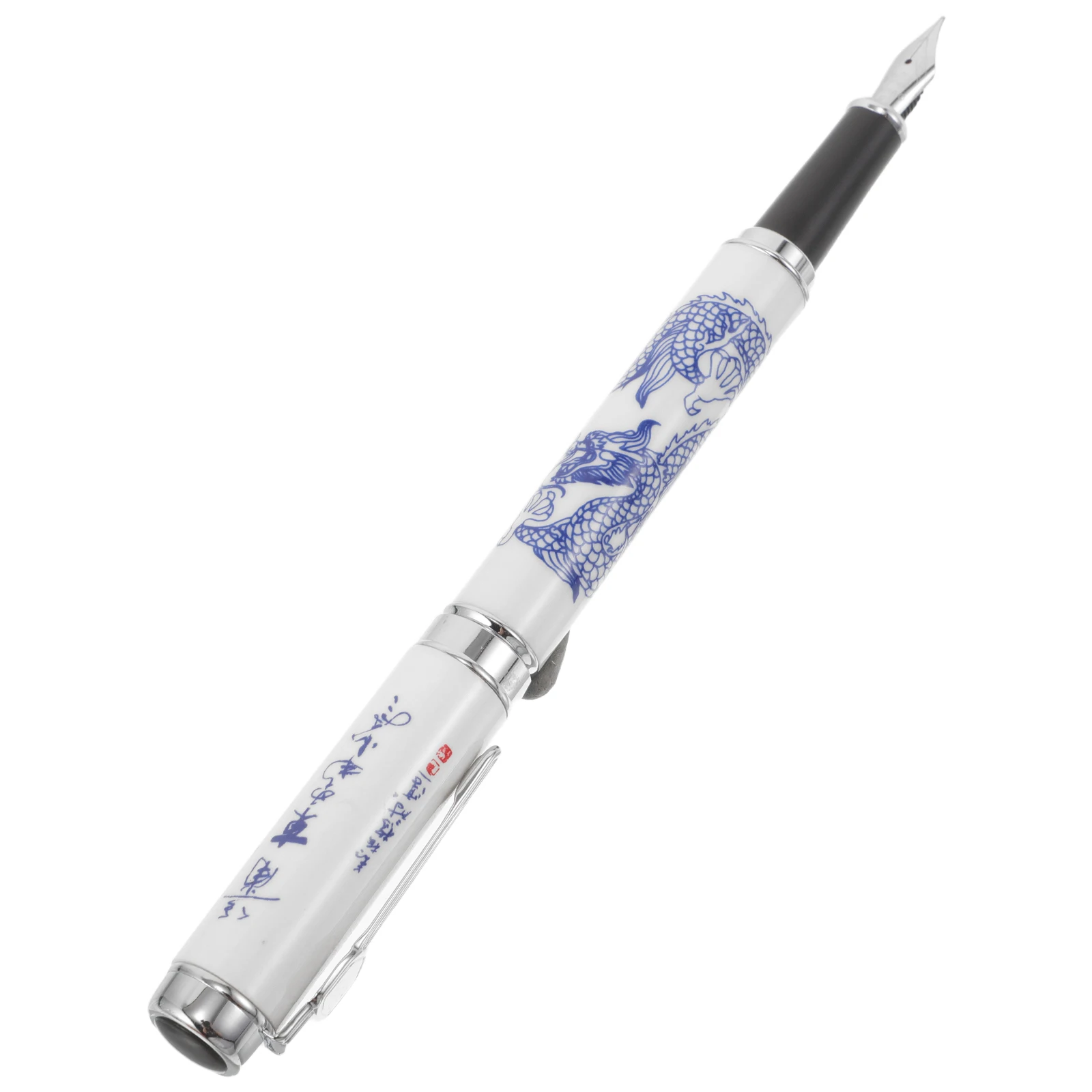 

Ceramic Fountain Pen Stainless Steel Nib Smooth Writing Portable Lightweight Refillable Ink Absorbent Holder Durable Nib Office