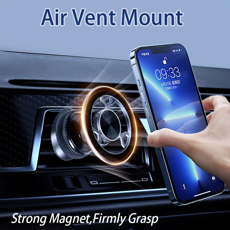 

Автомобильный держатель для телефона с магнитным вентиляционным отверстием на 360 градусов для Magsafe iPhone 17 16 15 14 13 Pro Max Samsung S25 S24 S23 S22 Plus Stand