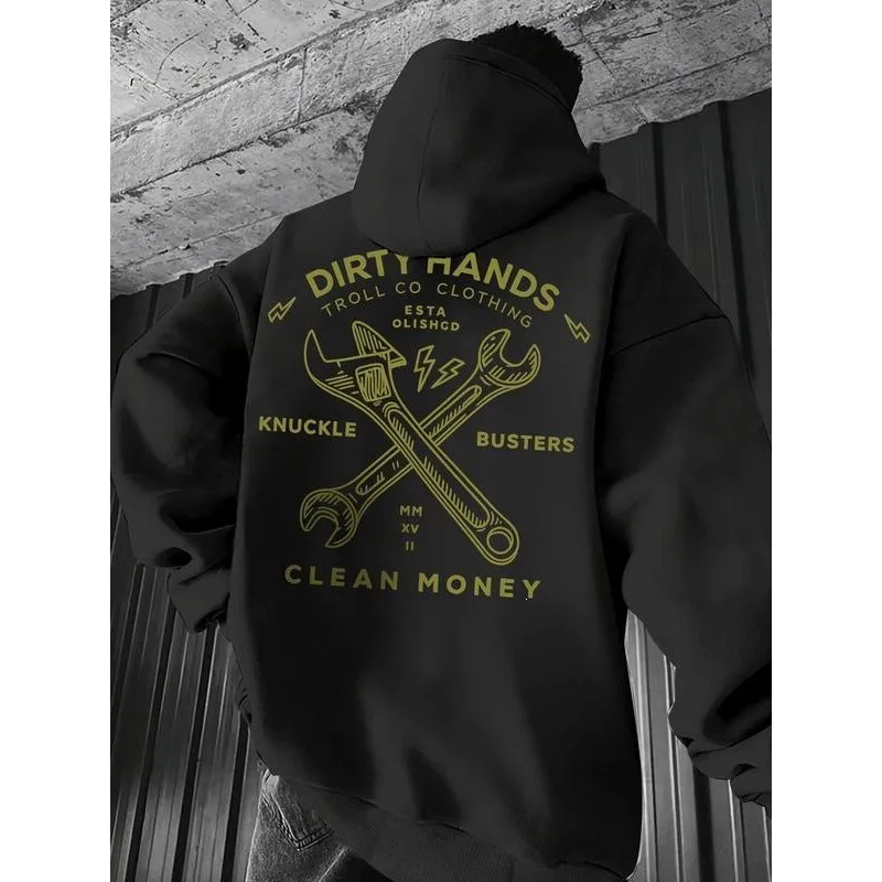 

Wrench Print Hoodie Unisex Spring Fashionable Deformable Sweatshirt Animal Pattern Hooded Jacket for All Ages Easy to Match