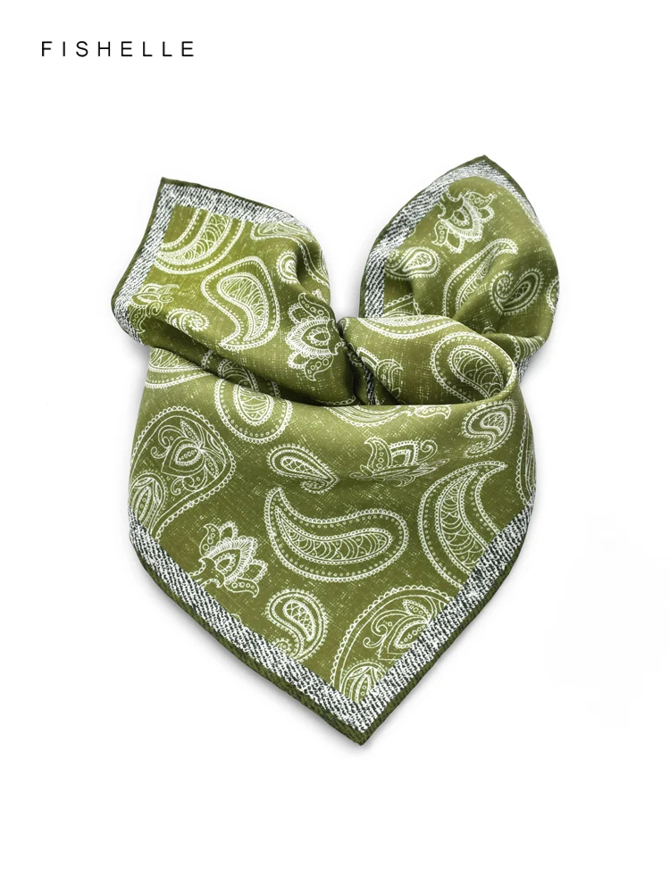 2023 new blue green printed cashew natural silk scarf spring autumn women headscarf foulard hijab ladies wrap scarves