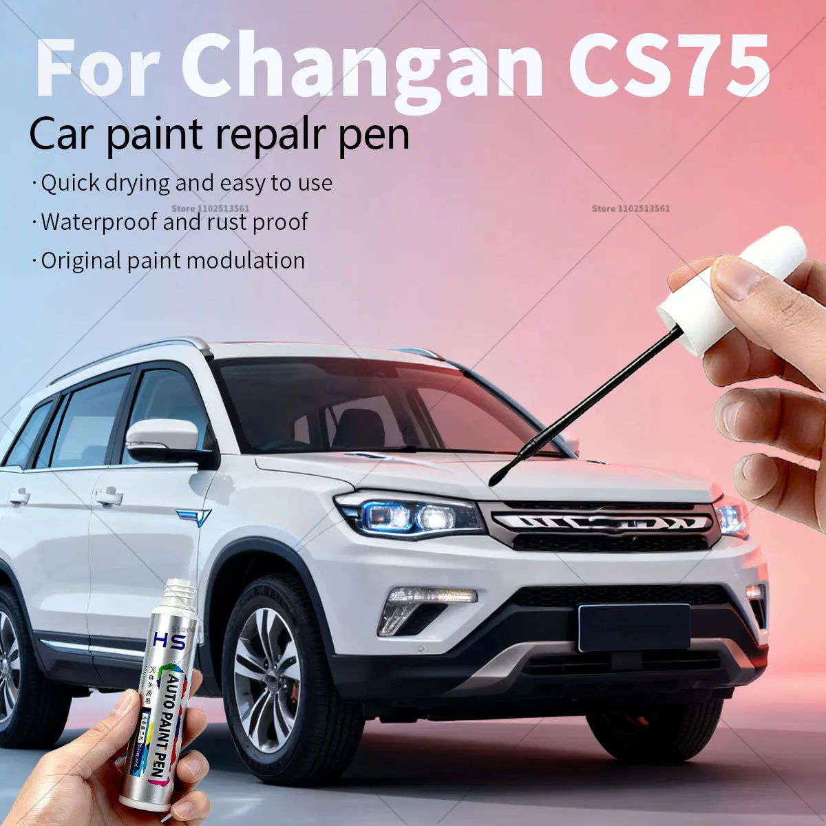 ل Changan CS75 قلم إصلاح طلاء السيارات اللمس حتى مزيل الخدش لتقوم بها بنفسك اكسسوارات السيارات أسود Y88 أبيض 226 أزرق أحمر فضي رمادي Y24 #1