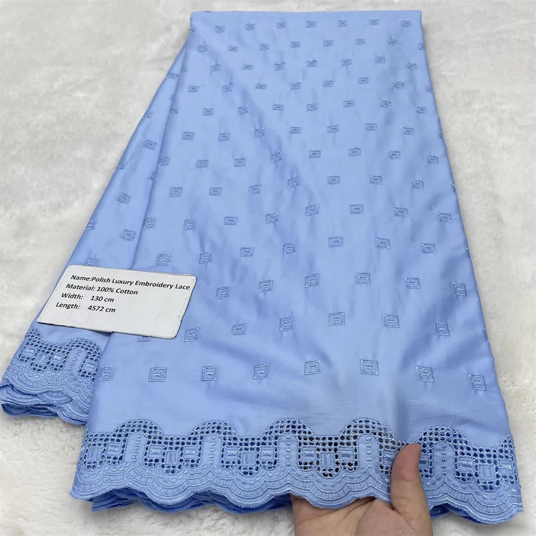 2026 Luxury African 100% Cotton Polished Lace Fabric High Quality Lace Nigerian Fabric 5Yards For Men Traditional Suit Material