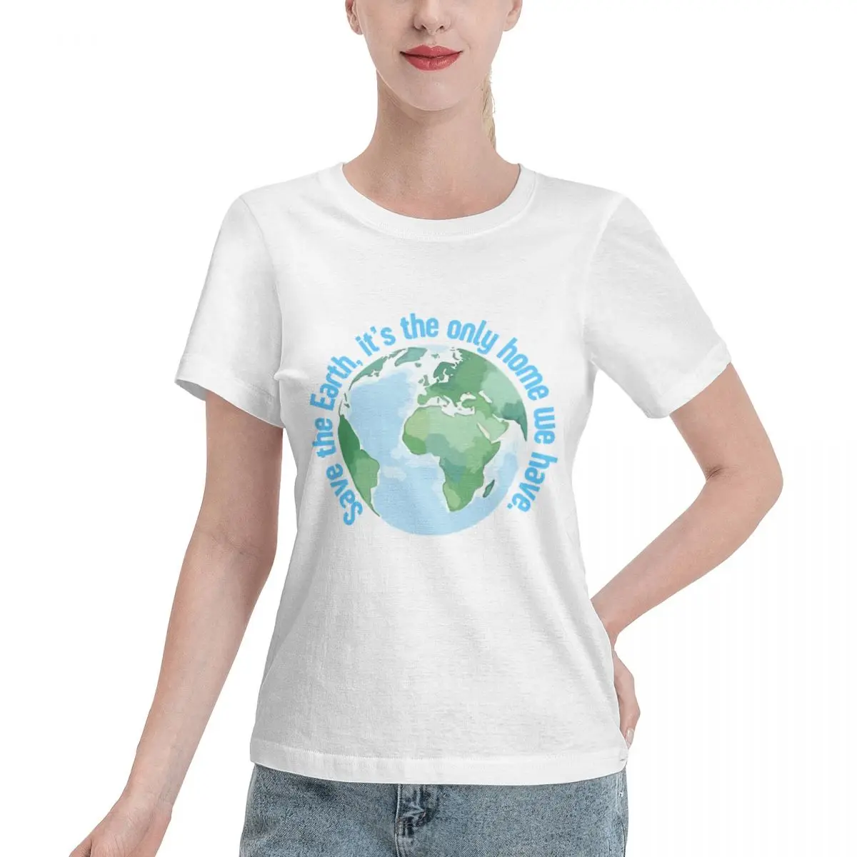 Bargain Price Save The Earth Cute Design Women's T-shirt Party Casual Wear Tshirt