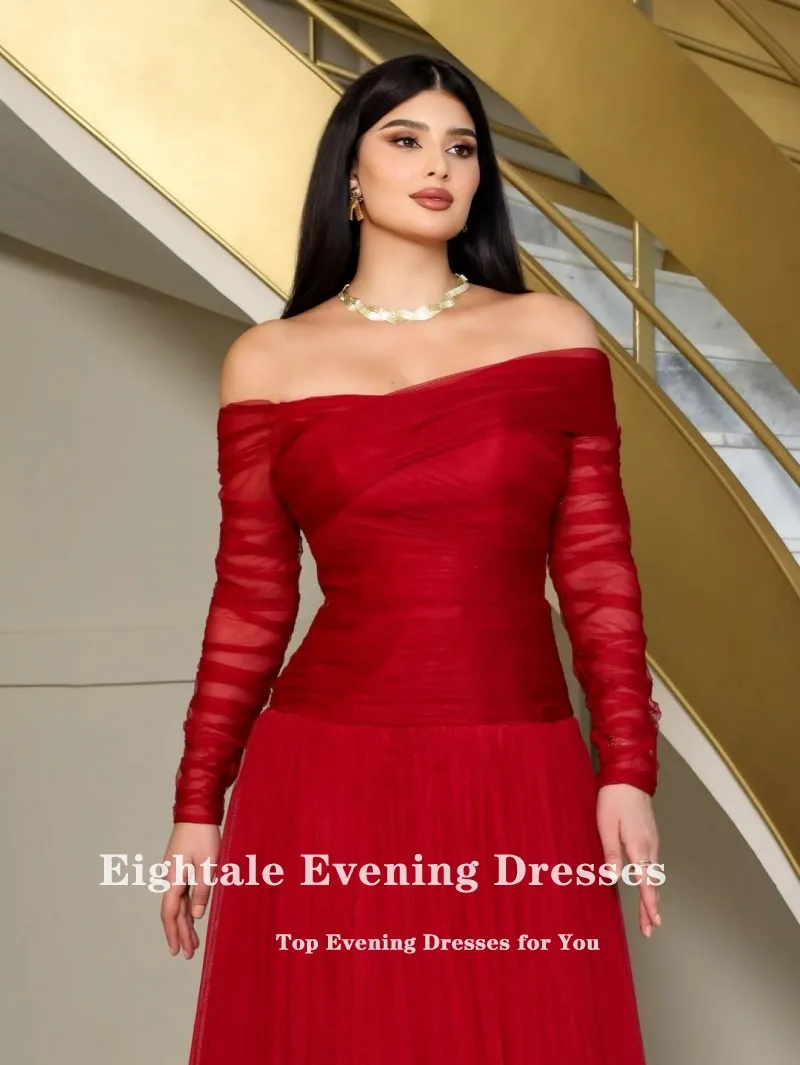 エイトレ アラビック イブニングドレス カスタマイズ ストラップレス オフショルダー ムスリム チュール プロムガウン 結婚式 パーティー用 ロブドソワレ