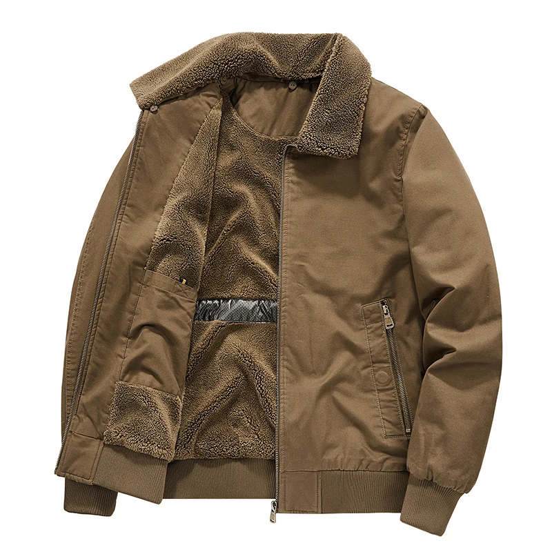 

Winter New Fleece Thick Warm Pilot Jacket Men Fashion Casual Windproof Coat Men Autumn Outwear Outdoor Fur Collar Jacket Men