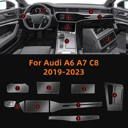 For Audi A6 A7 C8 2023-2019 Car Interior Center Console Transparent TPU Protective Film Anti-scratch Repair Film Car Accessories