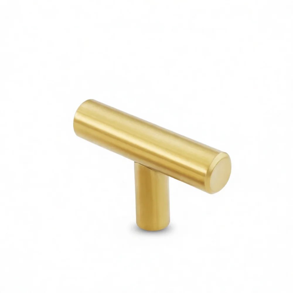 Modern Stainless Steel T Bar Cabinet Handles Drawer Pulls Brushed Gold Wardrobe Door Knobs Furniture Hardware Kitchen Accessory
