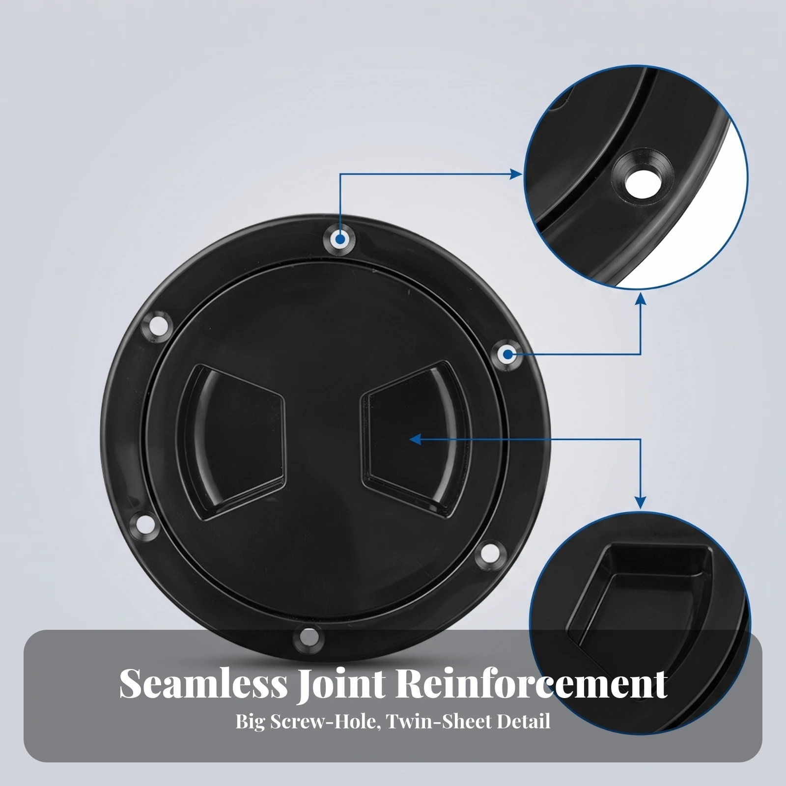 Marine Deck Hatch Cover Flush-Mount Round Hatch Cover with Rubber Sealing Seal Screw-in Deck Plate Corrosion-Resistant Hardware